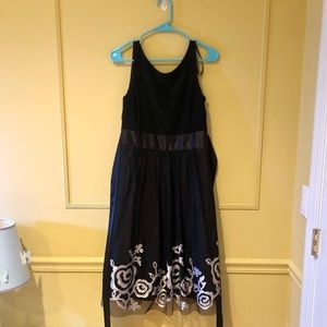 Black Dress with Embroidered Flowers
